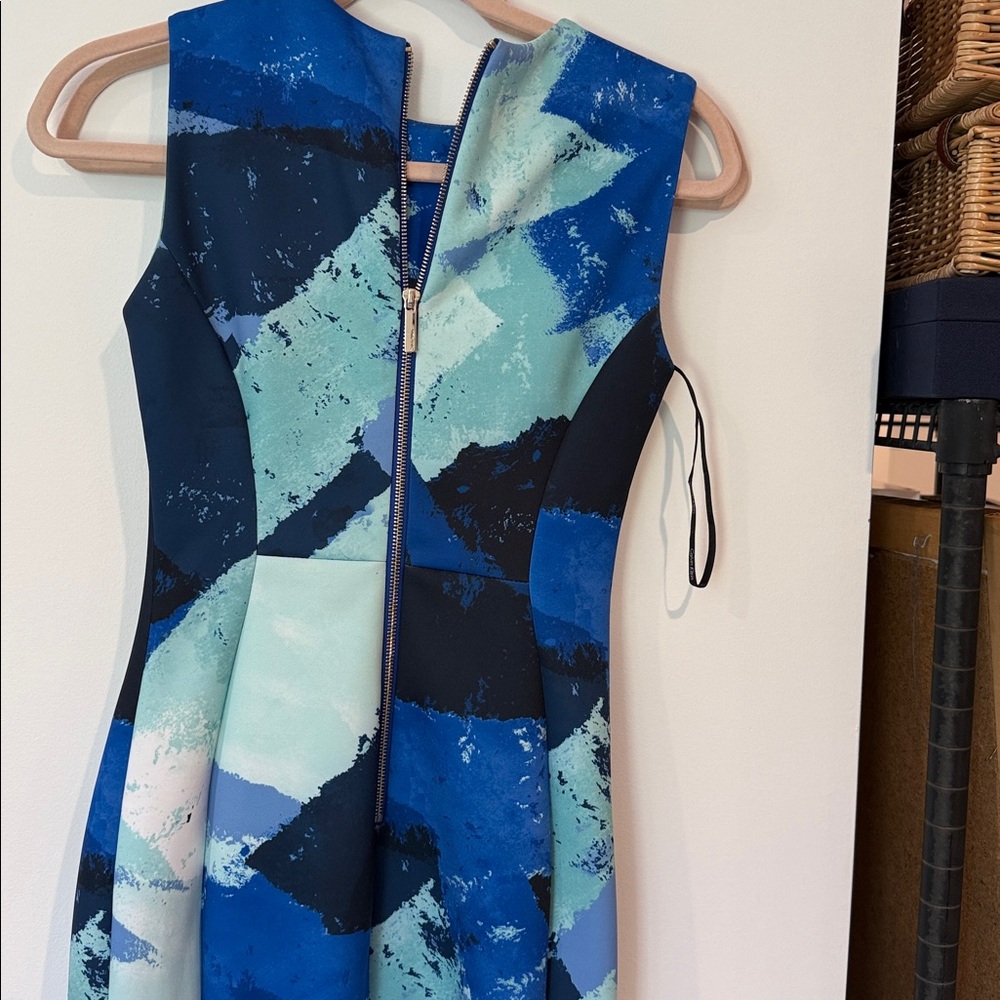 Calvin Klein Blue Abstract Midi Sheath Dress - Picture 5 of 7